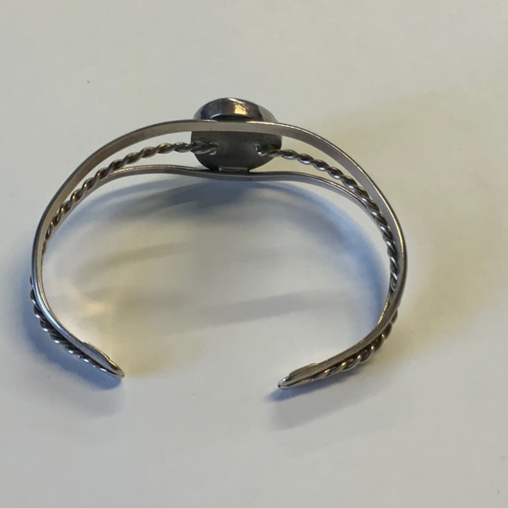 Blue stone and Sterling silver bangle bracelet - Picture 2 of 5